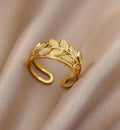 Leaflet anti tarnish adjustable ring