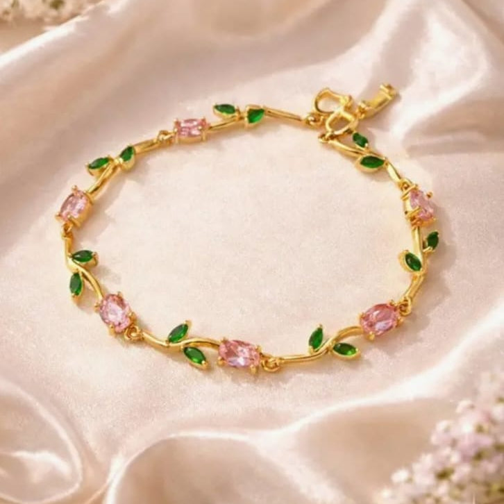 Pink Green Tulip Bracelet