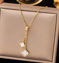 White clover hanging necklace