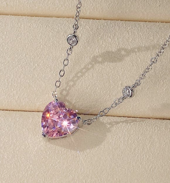 Charlotte pink heart stone pendant
