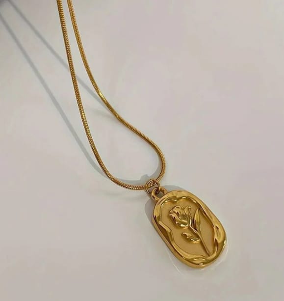 Rose themed (Golden) Anti Tarnish pendant
