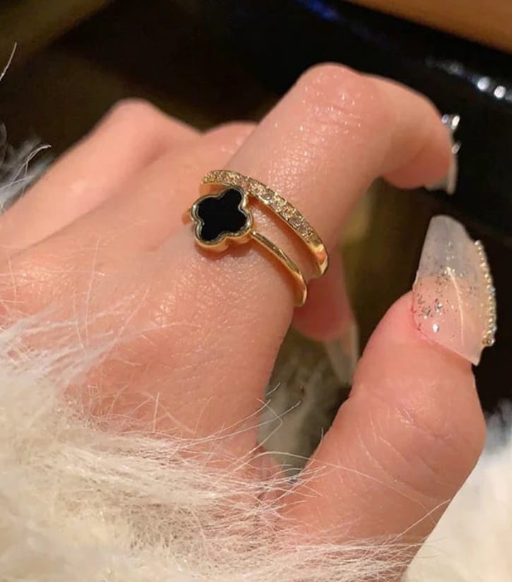 Black clover adjustable ring (Anti tarnish)
