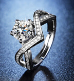 Olliro silver plated adjustable ring