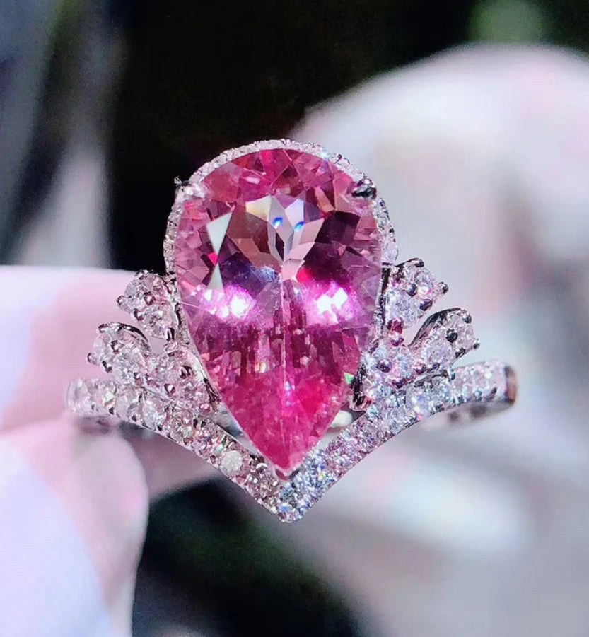 Alice pink teardrop ring