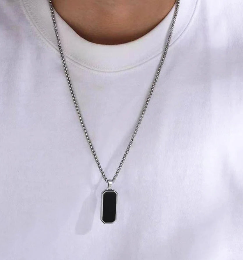 Nickon rectangular cut pendant