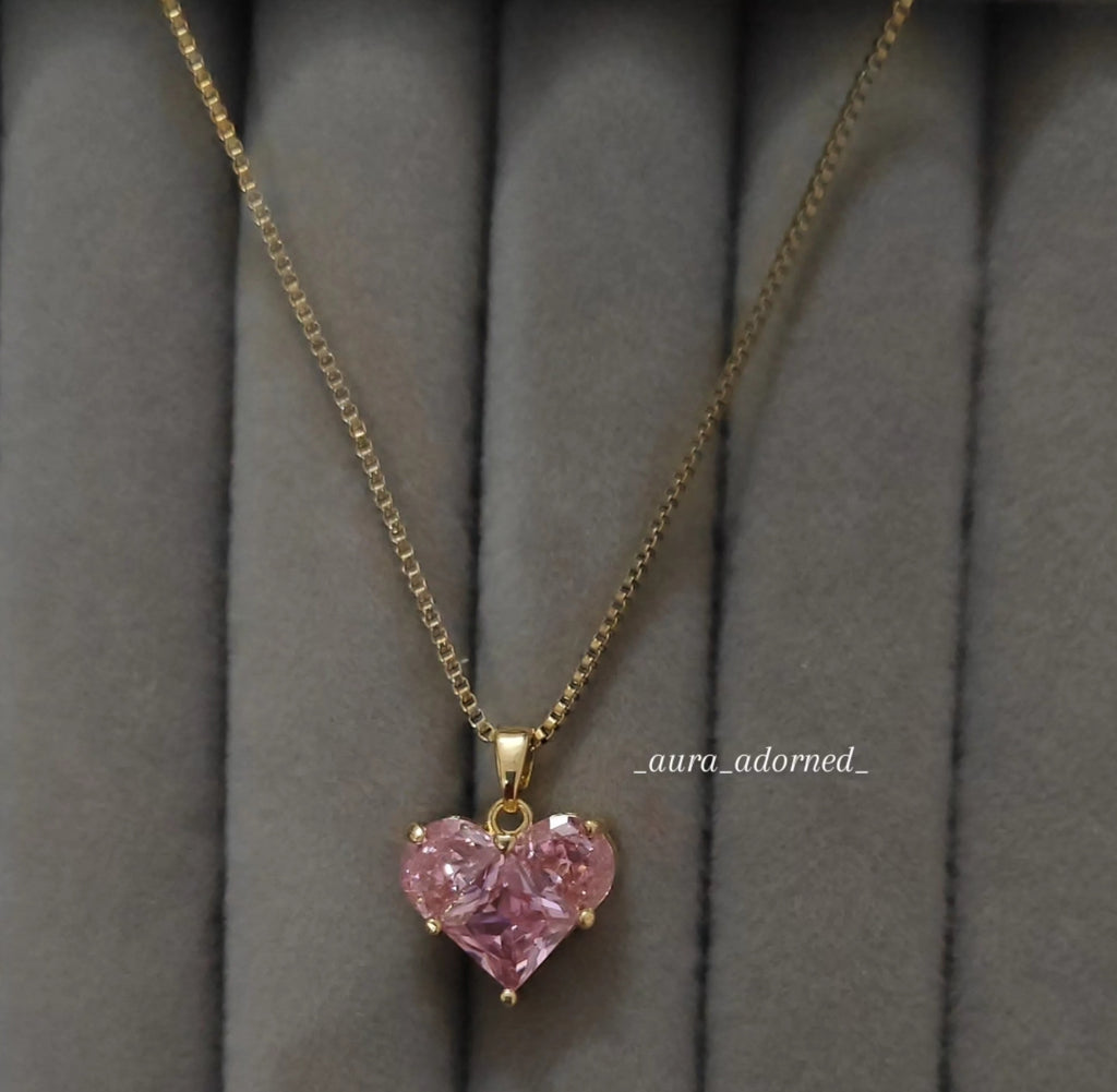 Pink heart necklace