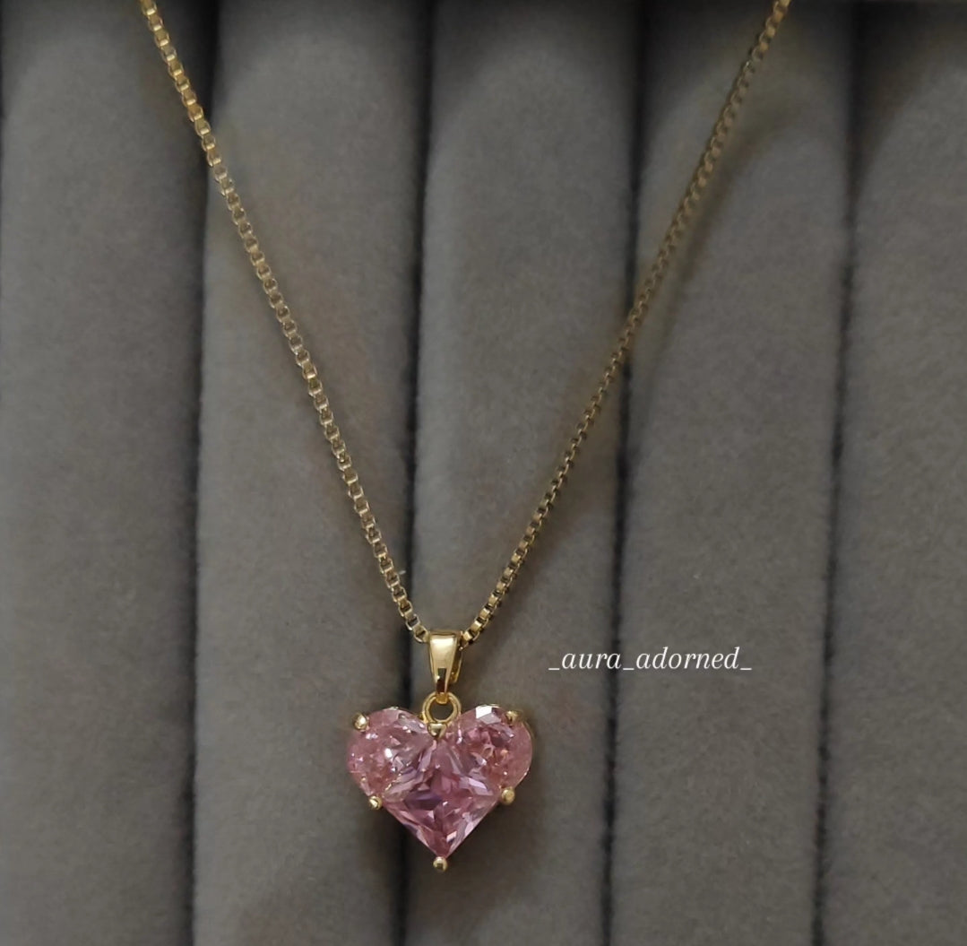 Pink heart necklace