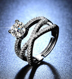 Ruby silver plated adjustable ring