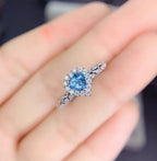 Oceanic blue heart adjustable ring