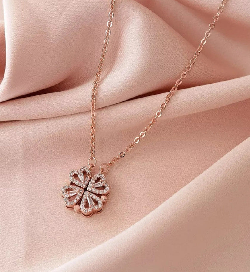 Rose gold plated clover magnetic pendant