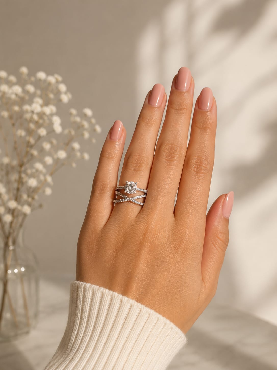 Ruby silver plated adjustable ring
