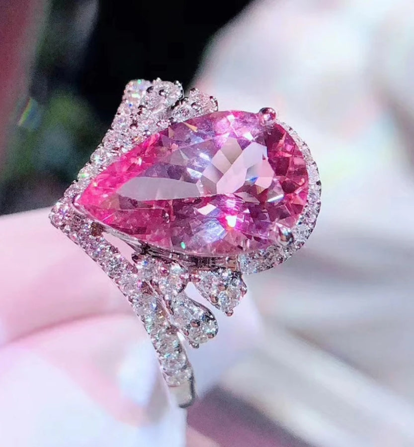 Alice pink teardrop ring