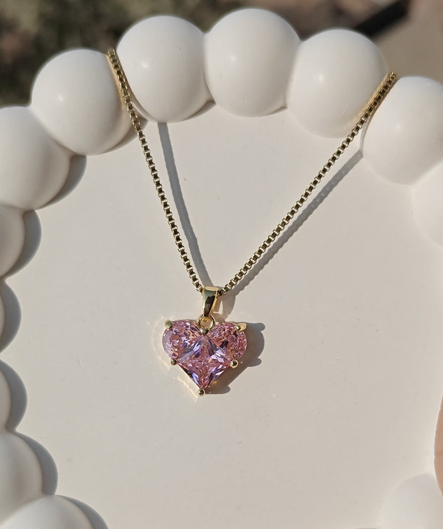 Pink heart necklace