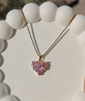 Pink heart necklace