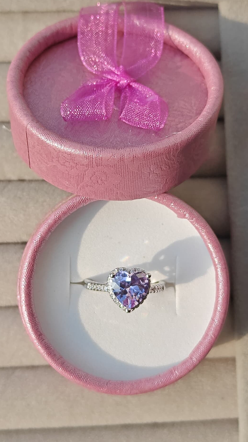 Purple heart adjustable ring