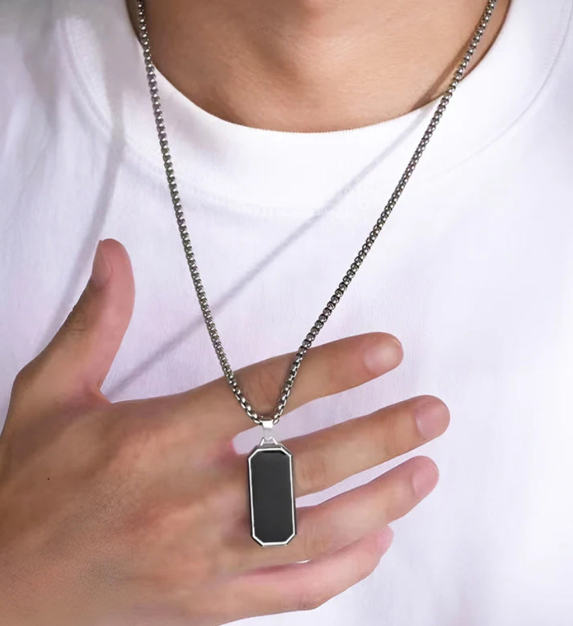 Nickon rectangular cut pendant