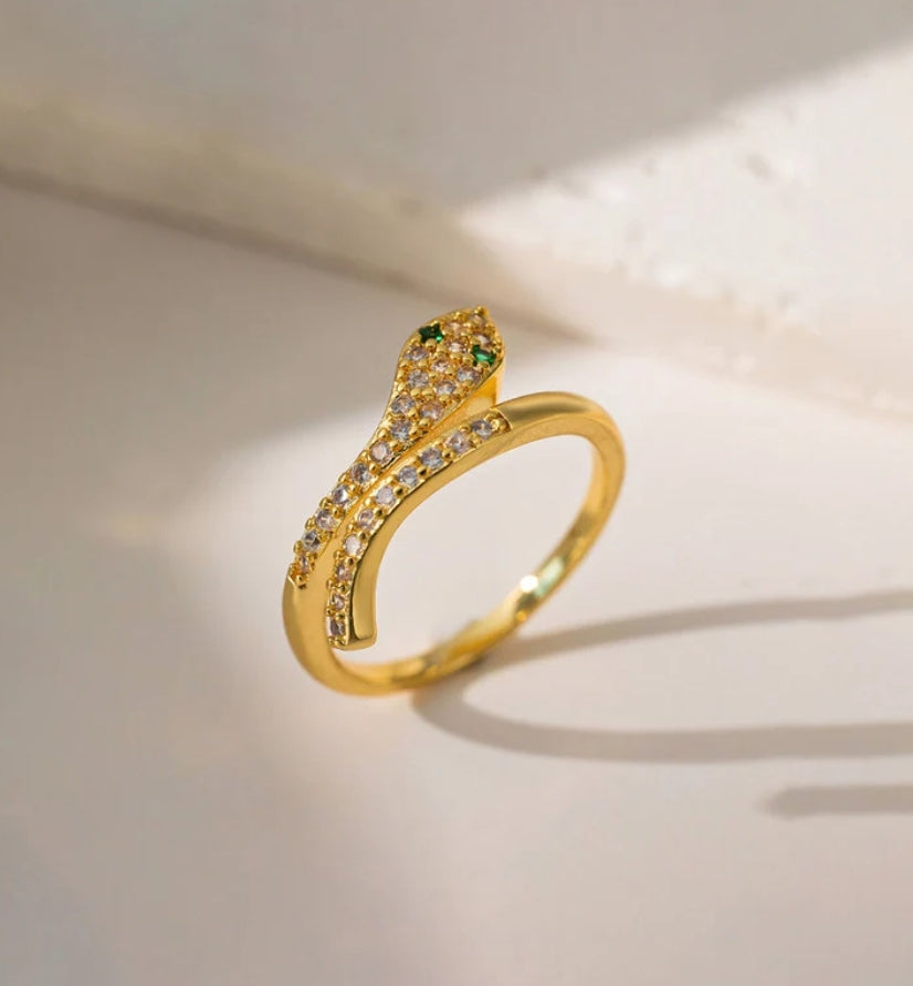 Snake themed adjustable ring