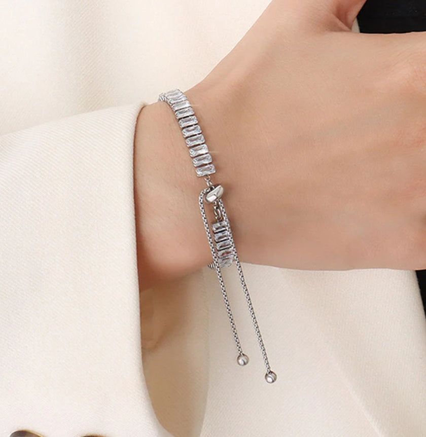 Zeronny white tennis bracelet
