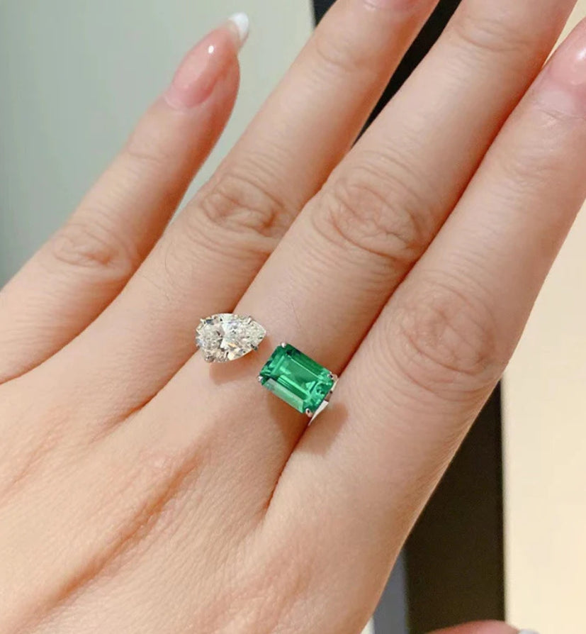 Scarlett green emerald adjustable ring
