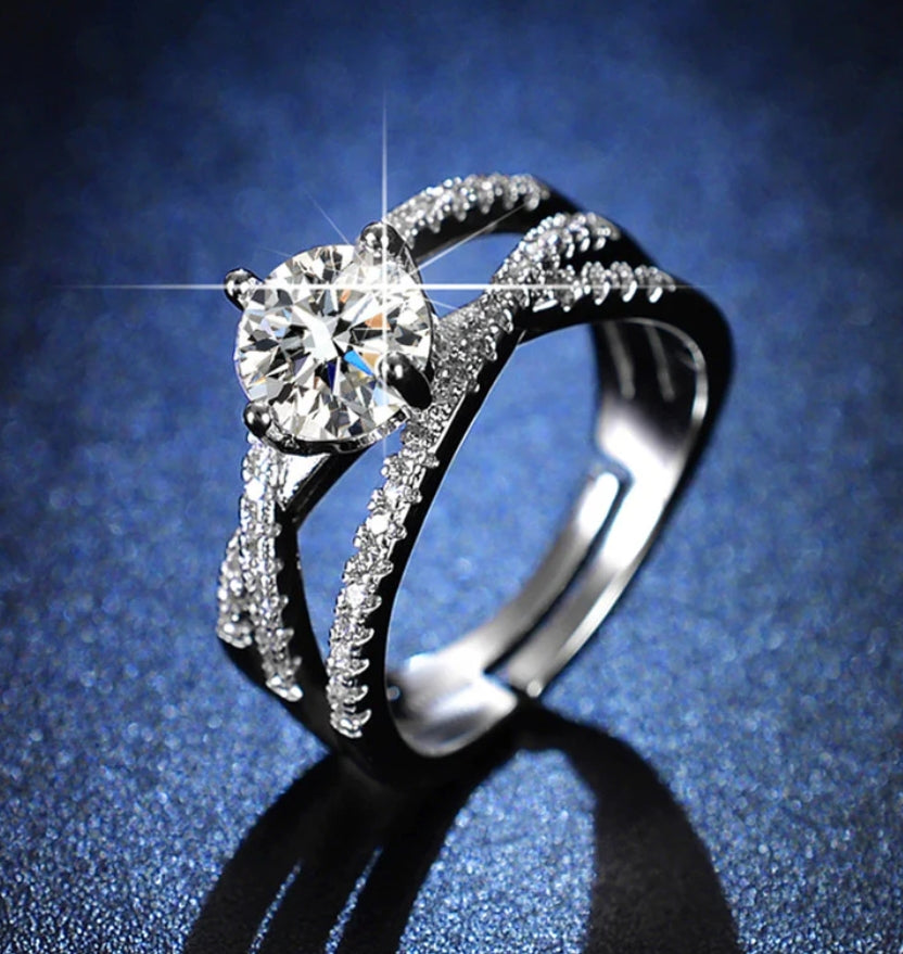 Princess silver plated adjustable ring