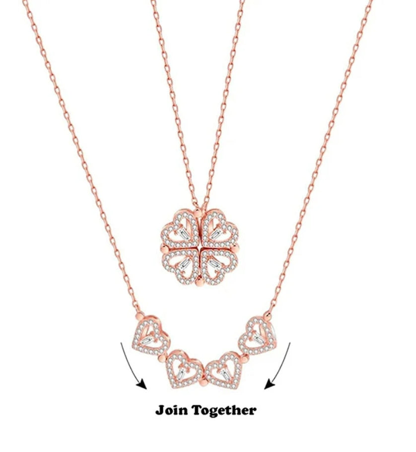 Rose gold plated clover magnetic pendant