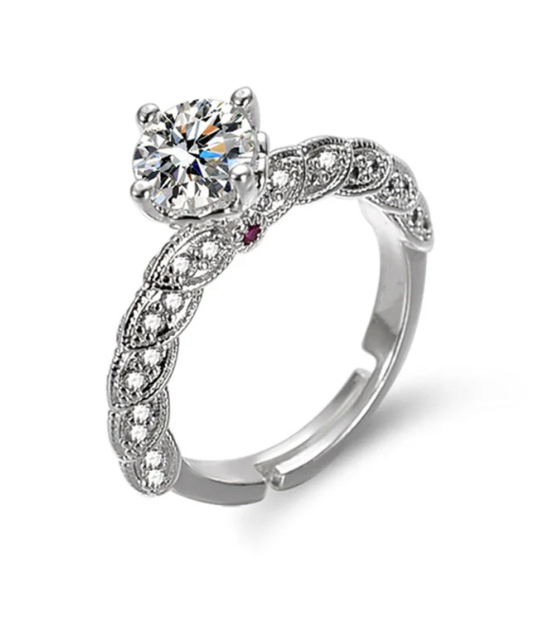 Arial silver plated adjustable ring