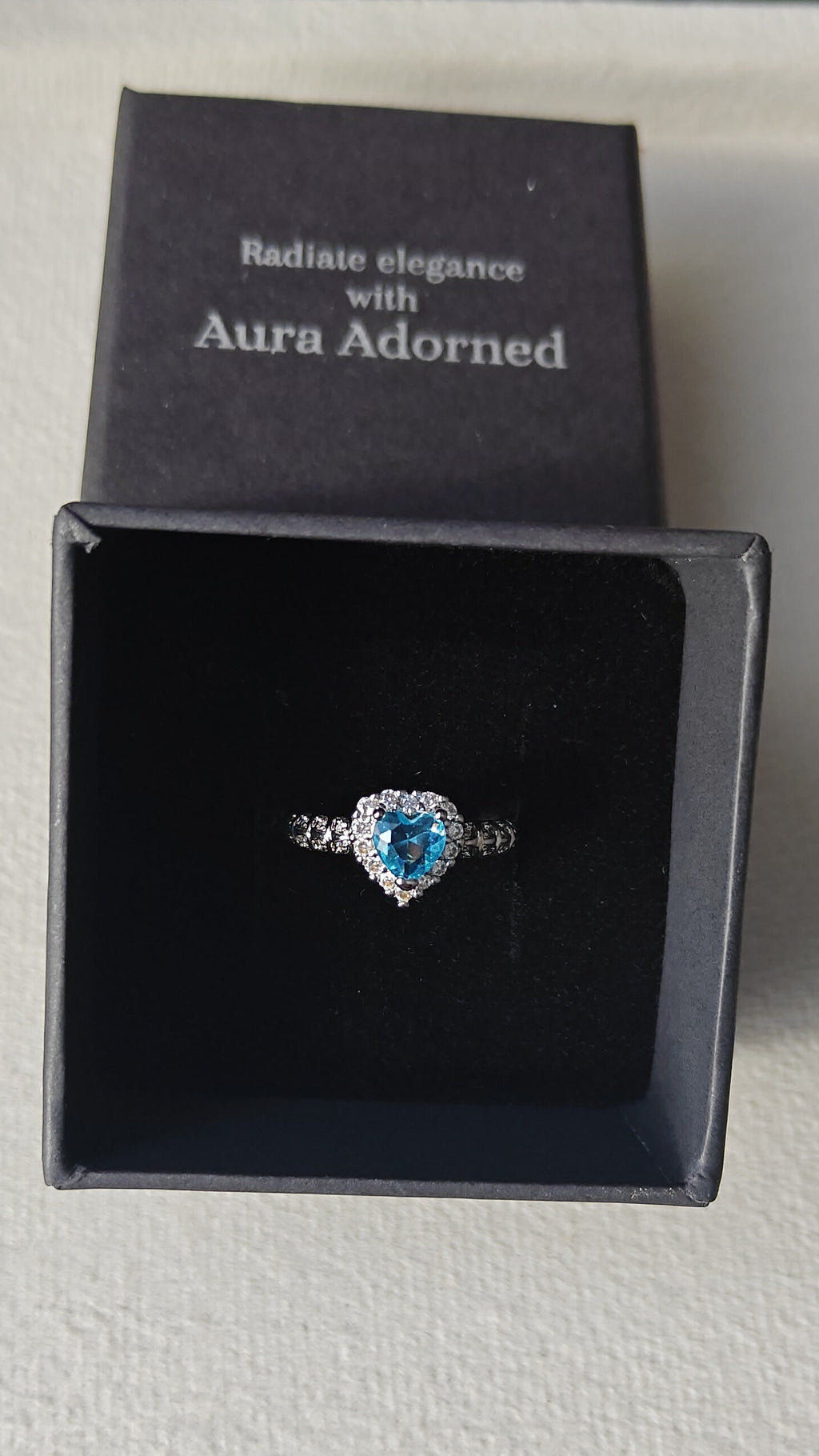 Oceanic blue heart adjustable ring