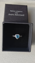 Oceanic blue heart adjustable ring