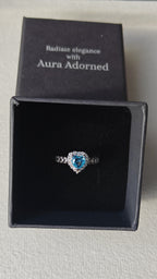 Oceanic blue heart adjustable ring