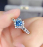 Oceanic blue heart adjustable ring